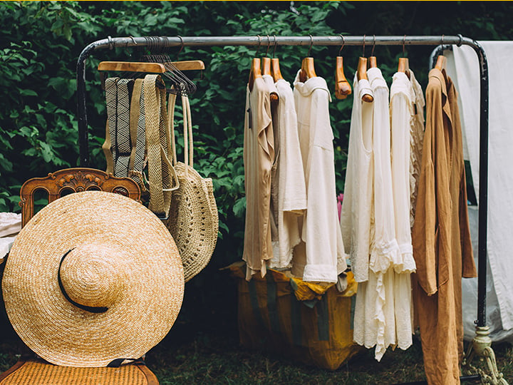 Organic looking clothing hanging on rack