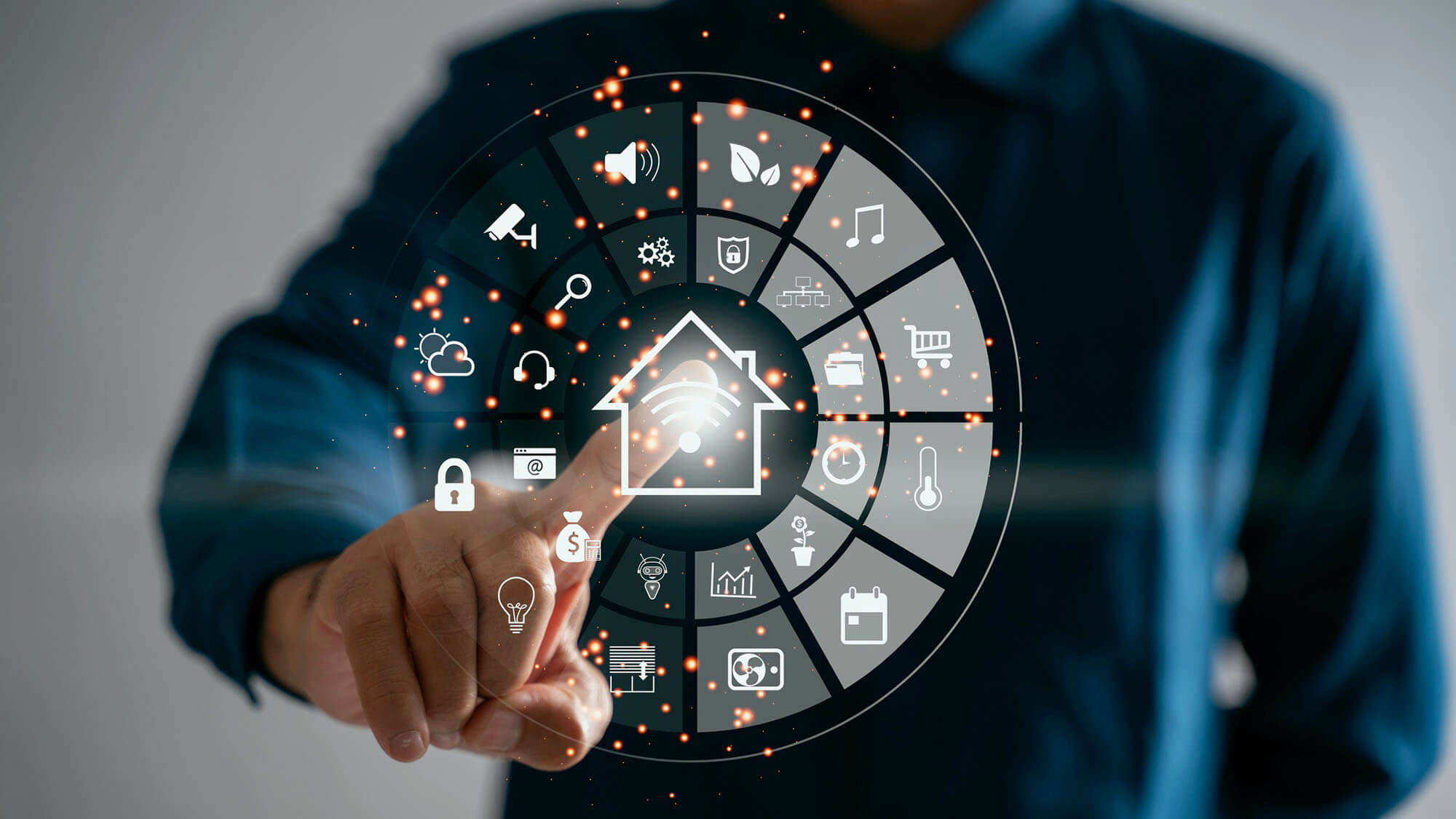 Circular futuristic interface of smart home automation assistant 
