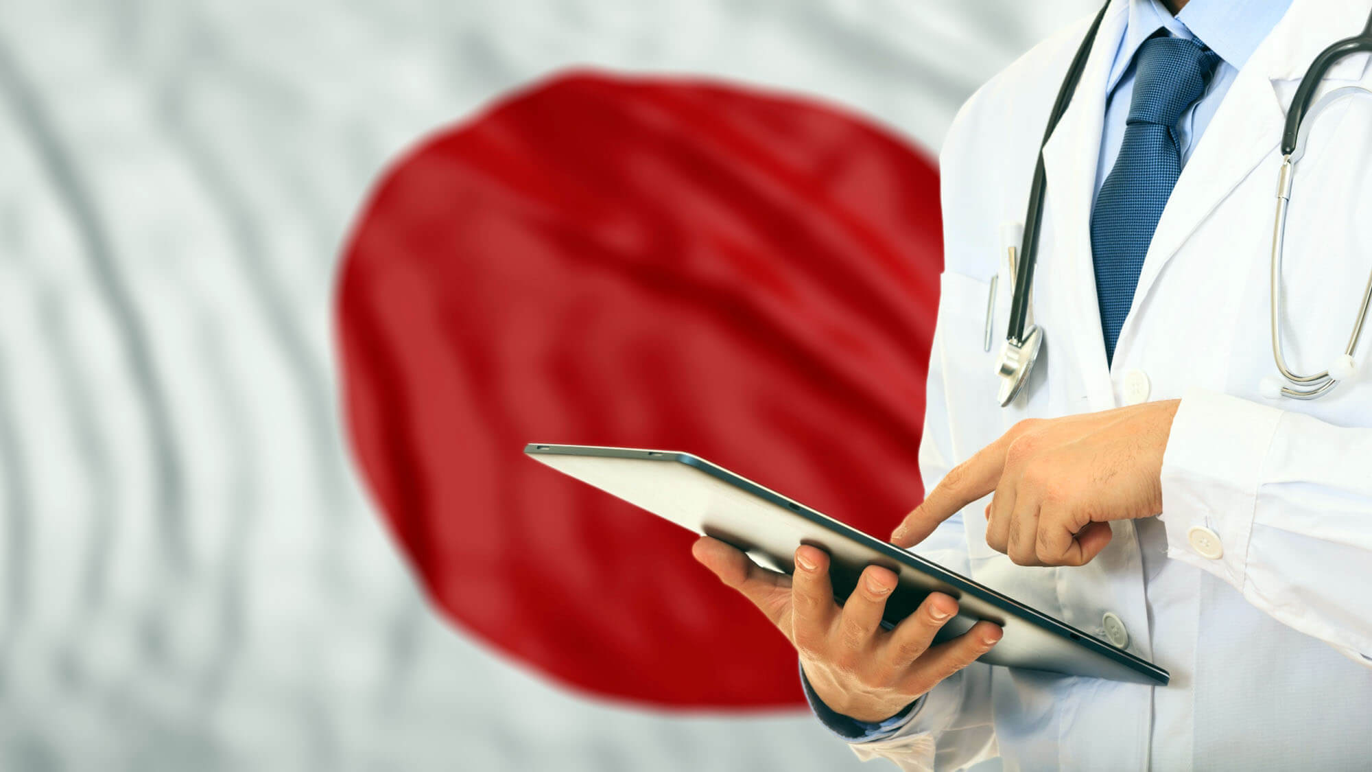 Doctor on Japan flag background. 3d illustration